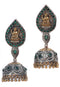 Silver Look Alike Stone Studded Temple Jhumka Style Earrings 20g